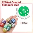 thumbnail image 2 of 20Pack 6 Sided Colored Standard Dice, Acrylic D6 Mini Polyhedral Pearl Pattern Game Dice Set for Table Games or Math Learning, Light Green/White Point, 2 of 6