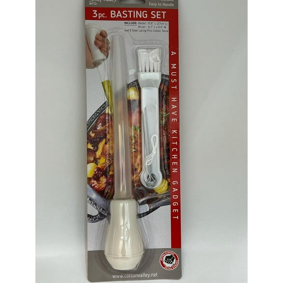 Nicole Fantini 3Pc's Basting Set: Moisten Roast Turkey & All Meat| Baste & Glaze Sauces| Happy Thanksgiving, Enjoy Your Party:1 Set