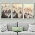 thumbnail image 2 of PixonSign Framed Wall Art Set Misty Pine Forest Mountain Golden Sunrise Nature Wilderness Modern Artwork Landscape Decor Contemporary Chic for Living Room, Office - 24"x36"x3 Panels White, 2 of 5