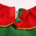 thumbnail image 5 of VNKIDY Girls Outfit Christmas Kids Elf Fancy Dress Set Green Red Long Sleeve Button Down Dress With Ruffled Shoulders Striped Socks Elf Hat Pointed Shoes For Santa Celebration Lovely Sets, 5 of 7