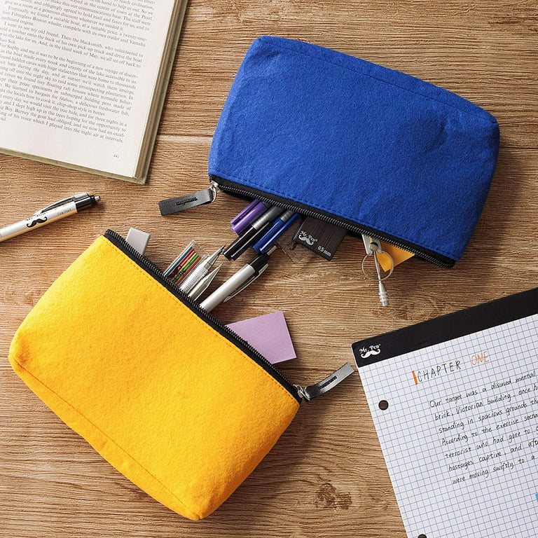 Mr. Pen- Pencil Case, Pencil Pouch, 2 Pack, Yellow and Blue, Felt Fabric  Pencil Case, Pen Bag, Pencil pouch Small, Pen Case, School Supplies, Pencil