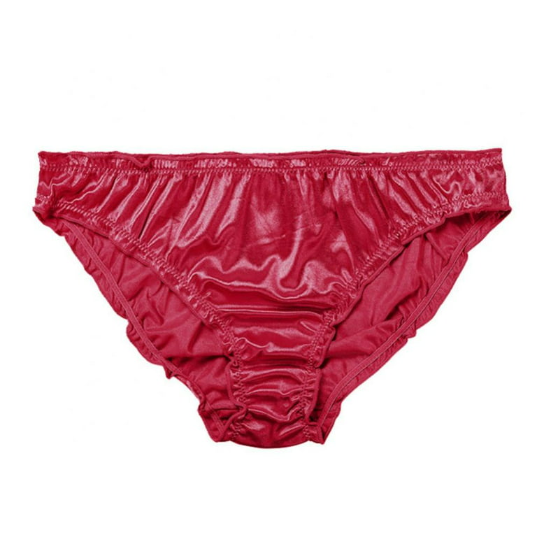 Xmarks Women Satin Panties Low Waist Ruffle Milk Silk Underwear Comfortable  Bikini Briefs Elastic Ladies Underpants Lingerie 