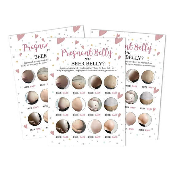 Inkdotpot Baby Belly Or Beer Belly Game Baby Shower Game Cards Party Supplies Activity Cards Baby Shower Gender Neutral Games Its A Boy Or Girl
