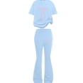 thumbnail image 4 of GiLiling Girls 2 Piece Outfits Cute Bow Print T-Shirt and Flare Pants Spring Summer Teen Girls Fashion Clothing Set (Sky Blue, 10-11 Years), 4 of 4