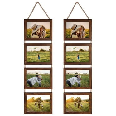 Icona Bay 5x7 Hanging Picture Frames, 4 Rustic Brown Composite Wood