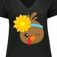 thumbnail image 4 of Inktastic Cute Turkey, Brown Turkey, Turkey with Sunflower Women's Plus Size V-Neck T-Shirt, 4 of 5