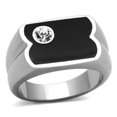 thumbnail image 1 of Men High Polished Stainless Steel Ring with Top Grade Crystal in Clear - Size 9, 1 of 1