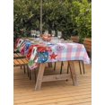 thumbnail image 3 of Outdoor Tablecloth with Umbrella Hole for Patio/Picnic/Party/Camping, 4th of July Waterproof Table Cloth Rectangle Table Cover Washable, Independence Day Floral Checkered Stars (60"x 120"), 3 of 9