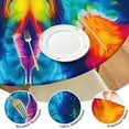 thumbnail image 4 of Colorful Tie Dye Symmetric Pattern Round Fitted Tablecloth with Elastic Edge,Dining Table Cover Waterproof,Outdoor Round Tablecloth for Camping,Dining,Indoor and Outdoor, 4 of 7