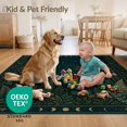 thumbnail image 4 of ODIKA 8'x10' Ultra-Soft Area Rug, Dark Green Botanical Night Scene Celestial Motifs with Floral and Insect Details Washable, Bare feet friendly, Silk-Touch for Bedroom, Under Sectional, 4 of 7
