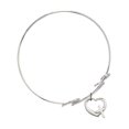 thumbnail image 2 of 8 inch Round Double Loop Bangle Bracelet w/ Heart / Cross in Sterling Silver, 2 of 3