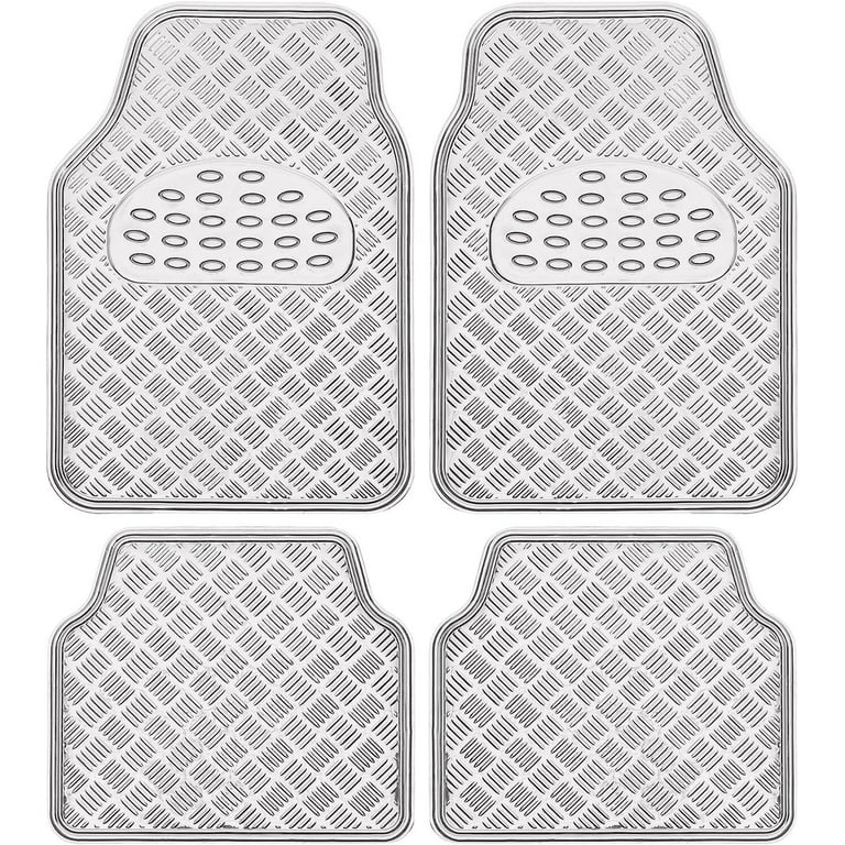 4-Piece Universal Fit Metallic Design Car Floor Mat, All Weather Heavy Duty Car  Floor Mats Interior Liners for Auto Van Truck SUV, Heavy Duty All Weather  Protection, Fits Front & Rear,Silver 