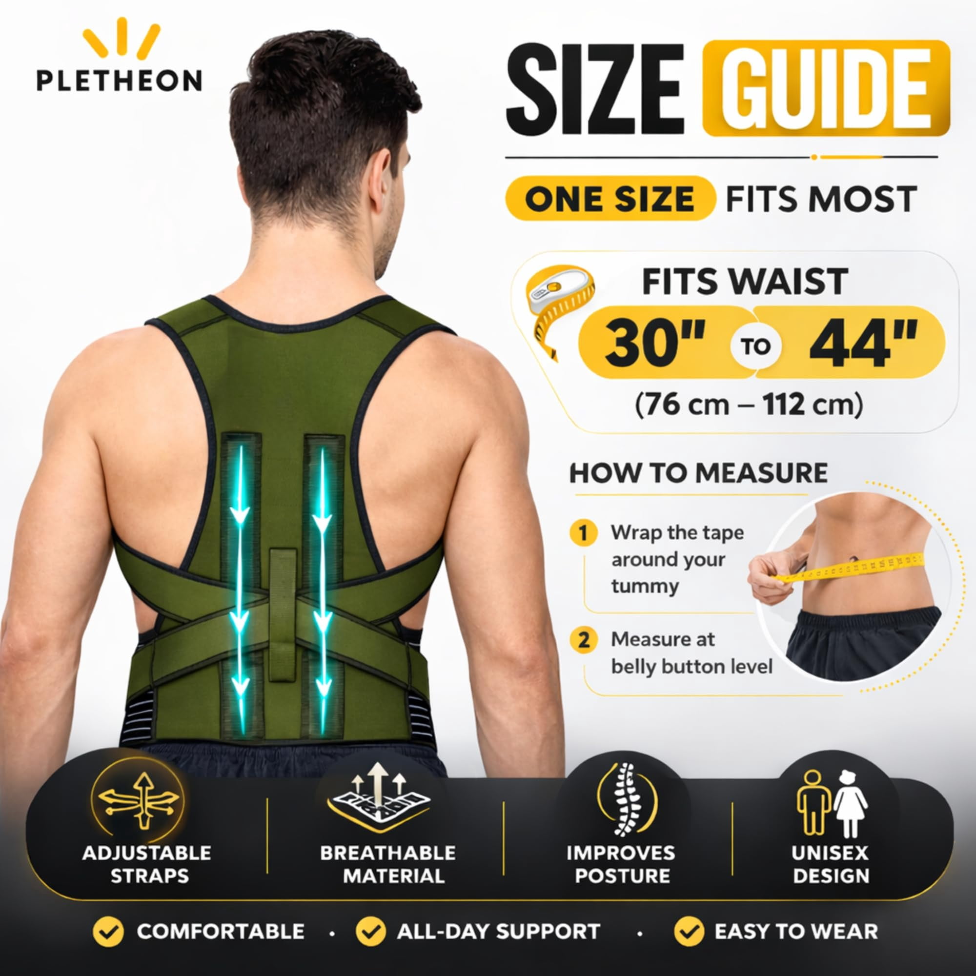 Adjustable Posture Corrector Belt for Men and Women Back Support Brace for Spine Alignment, Pain Relief & Shoulder Correction