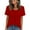 Red, variant on purcolt Womens Summer Pleated Tops Dressy Casual Short Sleeve Shirts Crew Neck Loose Fit Business Work Tunic Blouses
