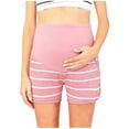 thumbnail image 6 of Zulora Pregnancy Maternity Shorts High Waist Over Belly Ribbed Striped Casual Pocket Summer Shorts For Pregnant Women​, 6 of 6