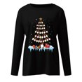thumbnail image 4 of Hauts Décontractés pour Femmes Col Rond Imprimé Arbre de Noël Neige Manches Longues Blouse, 4 of 4