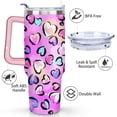 thumbnail image 3 of 40oz Fashion Leopard Pattern Stainless Steel Flip Straw Tumbler Spill Proof Travel Cup Double Wall Vacuum Insulated Coffee Mug with Top Handle, 3 of 6