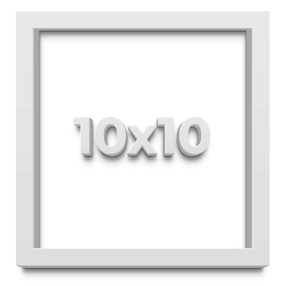 10x10 Shadow Box Frame White | 2 Inches Deep Real Wood Contemporary Shadowbox Display Frame | UV