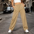 thumbnail image 6 of Lamiy Sweatpants Women Fall Winter Casual Workout Running Trousers Straight Elastic High Waist Comfy Joggers Pants,Beige,XXXXL, 6 of 9
