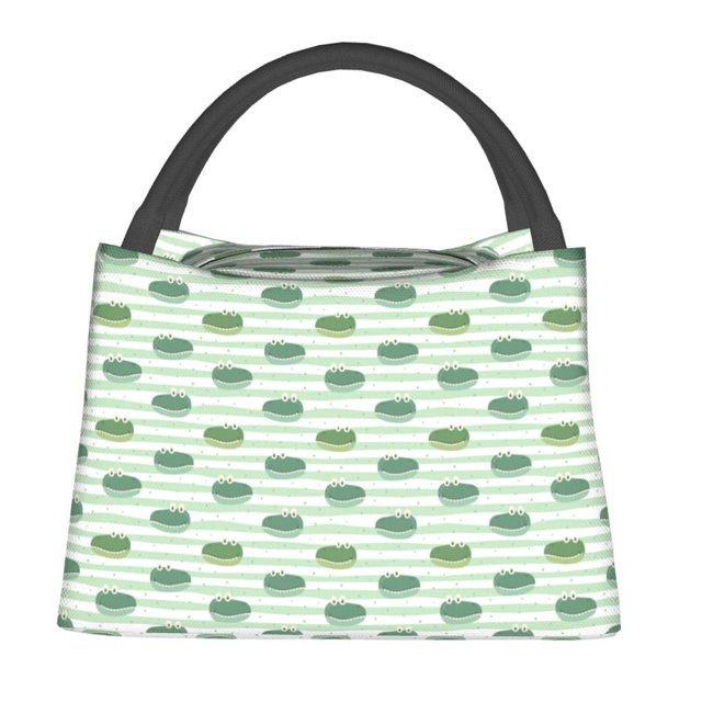 Easygdp Cute Crocodile Bolsa de Almuerzo Insulada Reutilizable, Bolsa de Mano y Bandolera para Oficina, Trabajo, Viajes