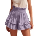 thumbnail image 2 of Zynoxe Skorts for Women Comfort Elastic Waist Womens Solid Color Skorts Trendy Versatile Tiered Ruffled Hem Mini Skirt Shorts Lightweight Breathable Cotton Linen Summer Skorts S, 2 of 7