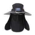 thumbnail image 3 of Sombrero solar de ventilador solar al aire libre con cubierta de cuello cara cómoda protección solar recargable Sombrero solar para hombres Capa de Negro, 3 of 8