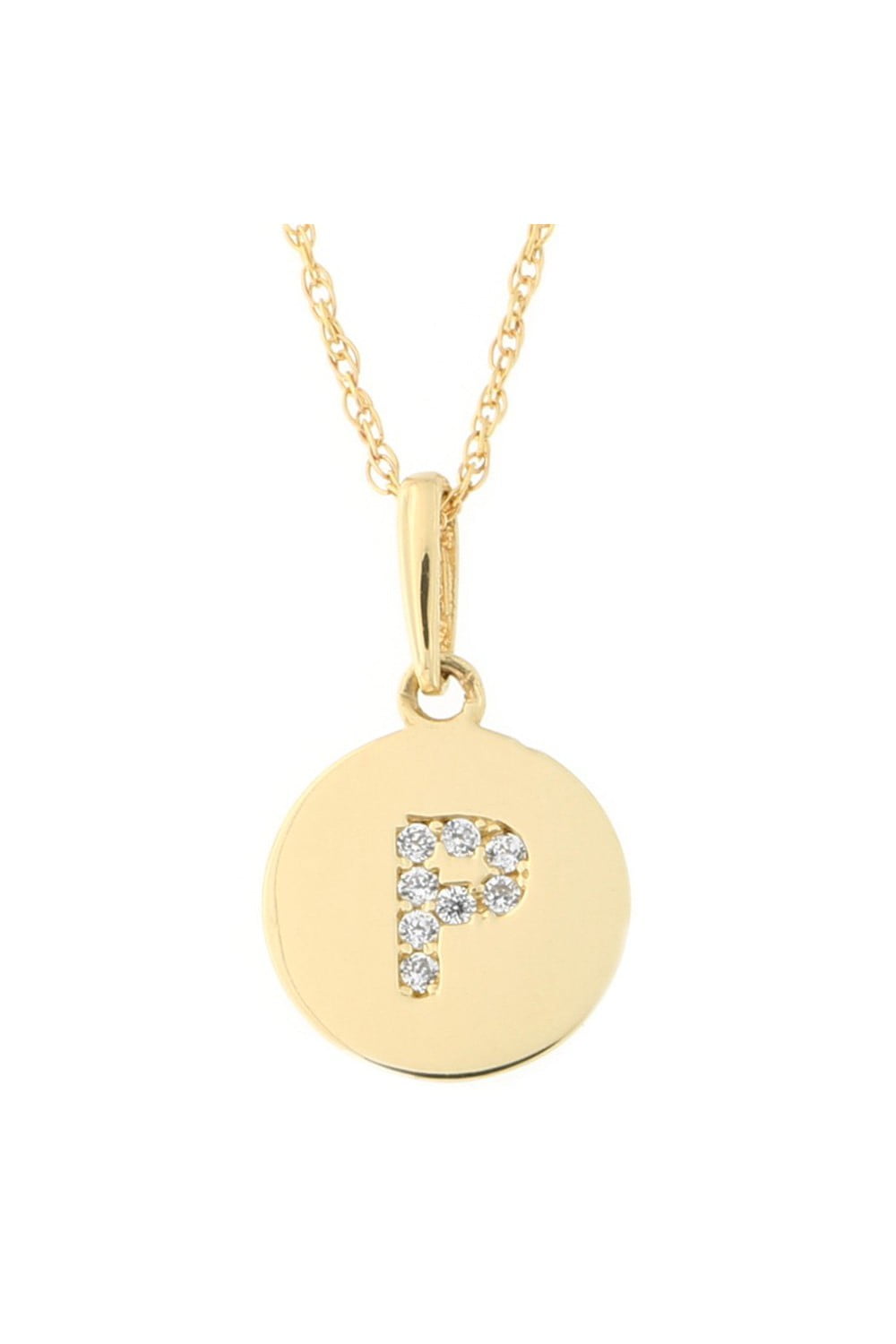 14k Yellow Gold Cubic Zirconia Small Flower Pendant Necklace