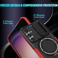 thumbnail image 5 of Allytechgroup Magnetic Case for Samsung Galaxy S25+ with Lens Slide Cover, [Non-Slip] [Military Grade Protection] Slim Shockproof Ring Stand Case Support Wireless Charging, Red+Black, 5 of 10