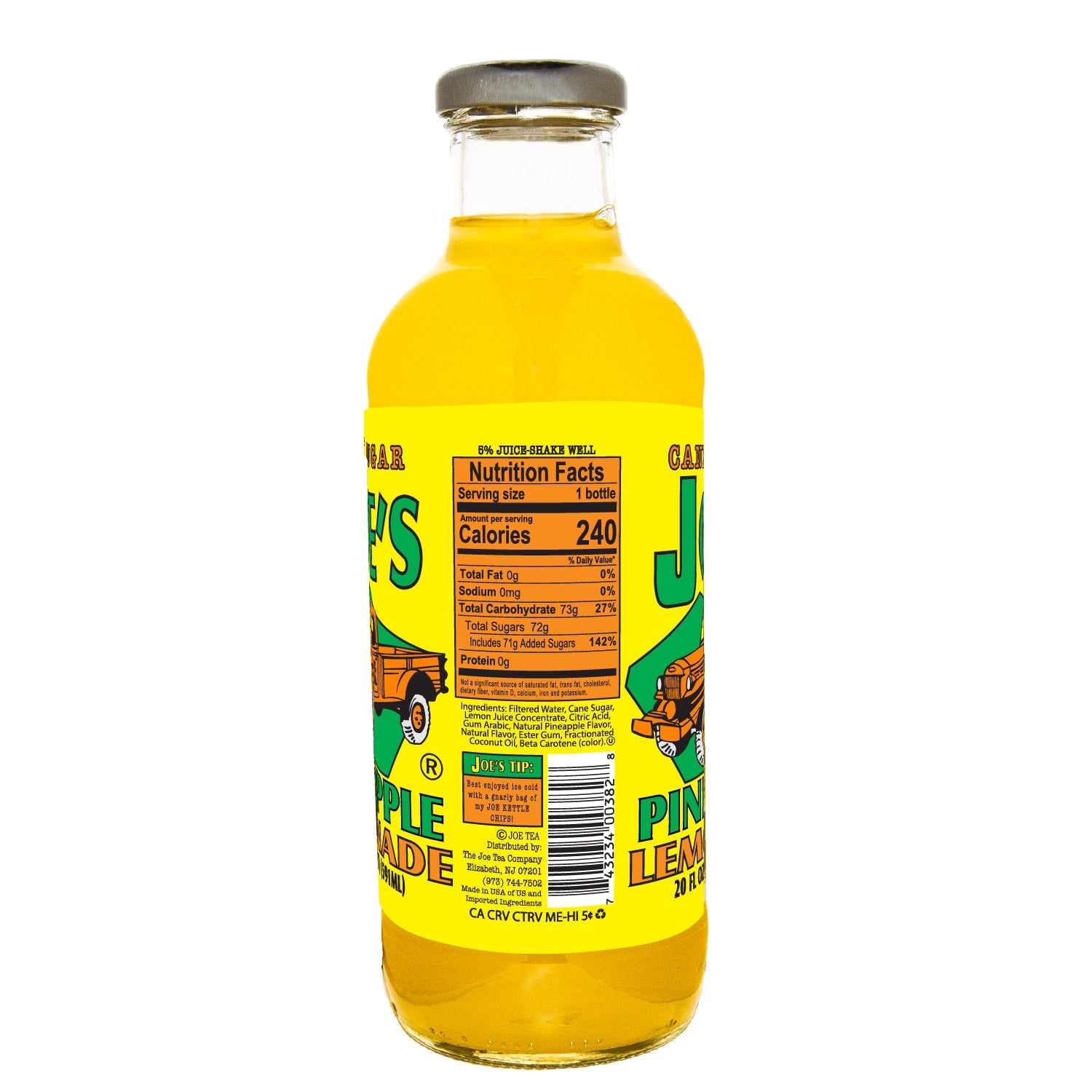 Joe Tea Pineapple Lemonade 20 fl oz Glass Bottle With Cane Sugar