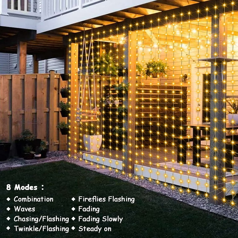 Upgraded Solar Curtain Lights, 600 LED Outdoor Waterproof Solar Powered  Waterfall String Lights for Garden with USB Rechargeable 8 Modes Remote  Control Curtain Fairy Lights (10FT*20FT) 