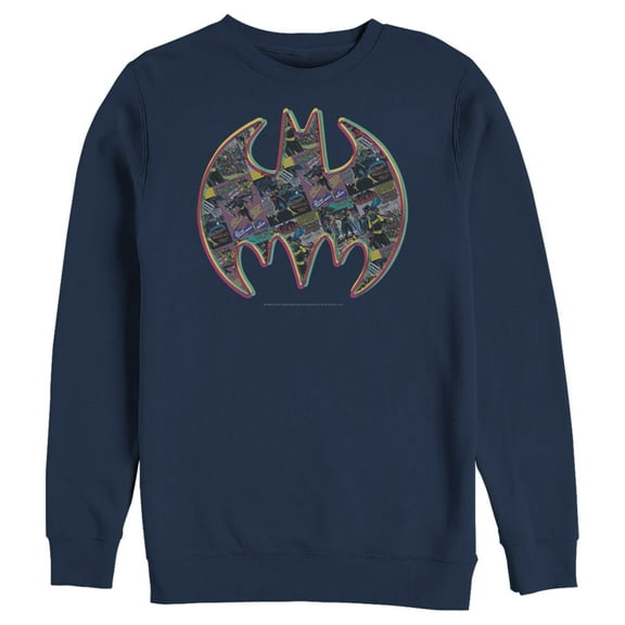 Men's Batman Shield Logo Comic Panel  Sweatshirt Navy Blue Small