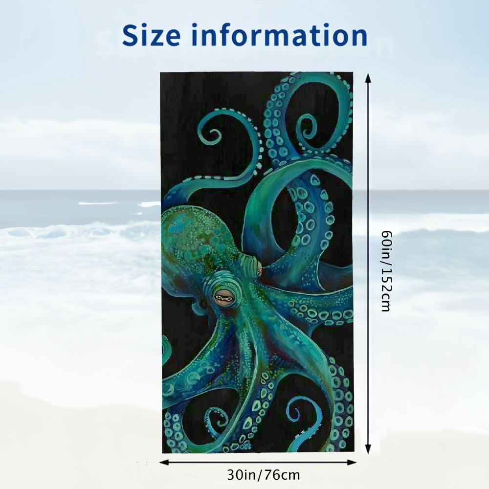 PHYHOO Octopuses Microfiber Beach Towel, Large Oversized Beach Towel Lightweight Quick Dry Soft Absorbent Bath Towel, Sand Free Towel for Swimming Travel Sports 30x60in