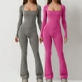 thumbnail image 1 of Combinaisons pour Femmes, 2 Pcs Mode Décontractée Couleur Unie Taille Ajustée Pantalons Longs, 1 of 5