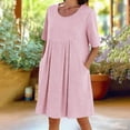 thumbnail image 2 of LIaqionyy Womens Cotton Linen Midi Dress Casual Loose Summer Short Sleeve Beach Vacation Dresses with Pockets, 2 of 7