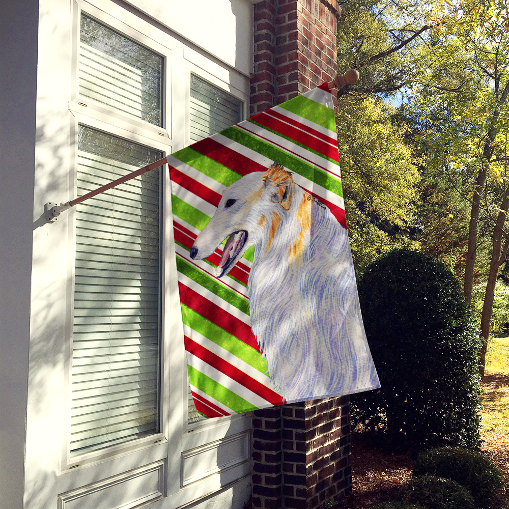 Carolines Treasures SS4544-FLAG-PARENT Borzoi Candy Cane Holiday Christmas Flag  multicolor