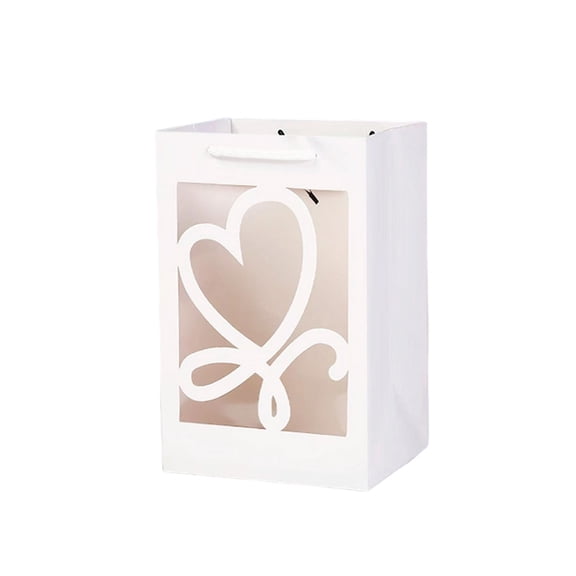 VWRXBZ Transparent Window Gift Bag for Valentine's Day, 1 PC Paper Flower tote Bag with Opening, Light Blue/Pink/White/Red 7.09x5.12x9.84 Inch Decorative Gift Bag for Girlfriend Birthday Christmas