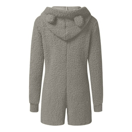 

Floleo Women s Jumpsuit Clearance Summer Fall Women Long Sleeve Hooded Jumpsuit Pajamas Casual Winter Warm Rompe Sleepwear Deals