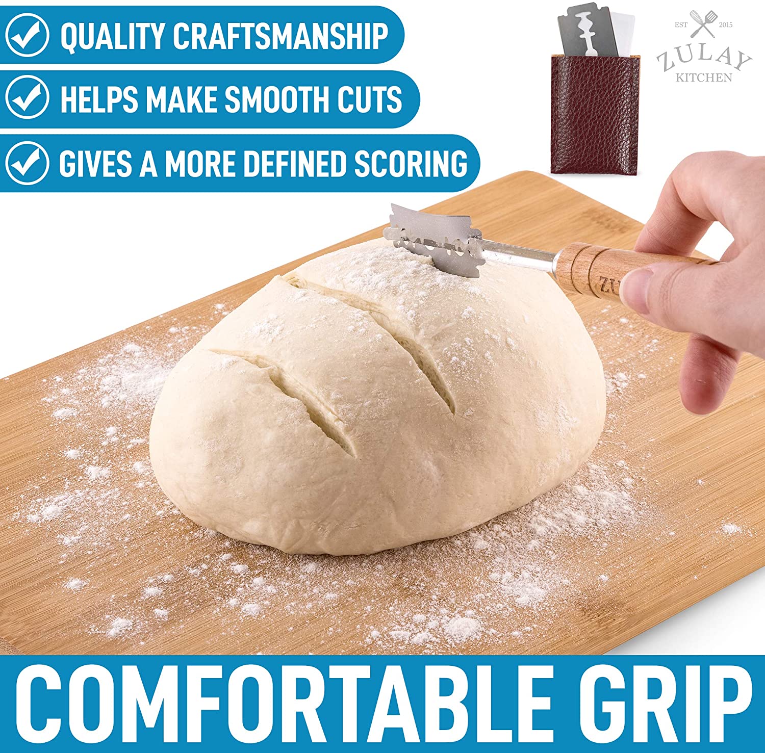 Zulay Kitchen Bread Lame Dough Scoring Tool Stainless Steel Bread