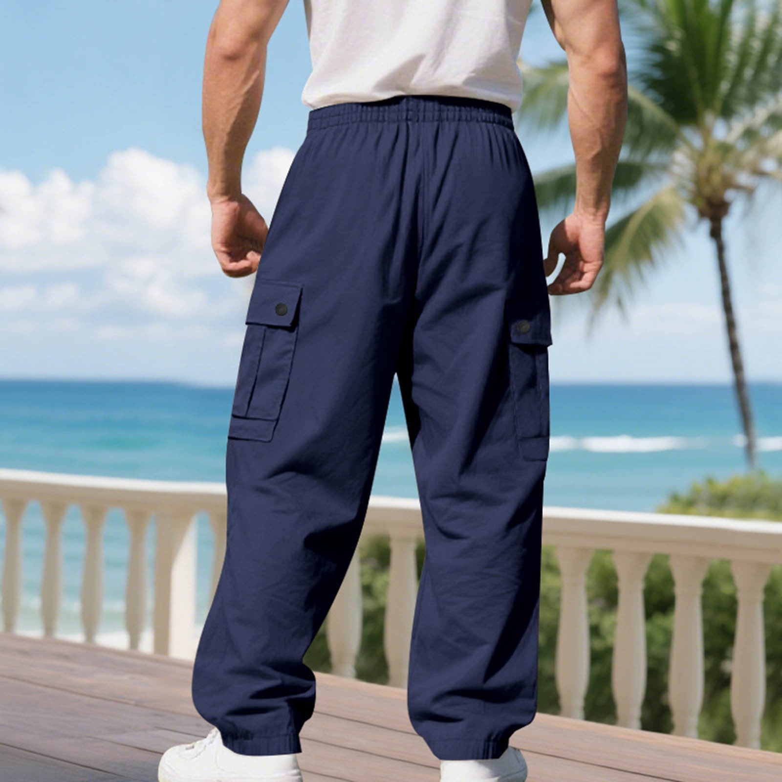 ZOYOEN Mens Cargo Pants Relaxed Fit- Drawstring Elastic waist