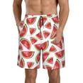 thumbnail image 2 of Uemuo Hand Drawn Watermelon Pattern Men's Swim Trunks Hawaiian Beach Bathing Suit Swimsuits Beach Quick-Dry Shorts with Pockets-, 2 of 9