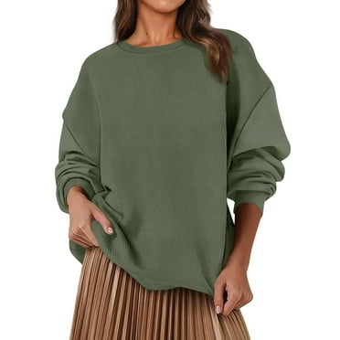 JGNGSHN Oversized Sweatshirts for Women Crew Neck Long Sleeve Hooded Pullover Causal Solid color Sweaters with Pocket Tops