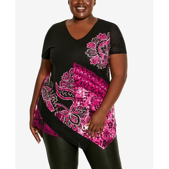 Plus Size Norton Tunic Top Plum Combo 22W-24W