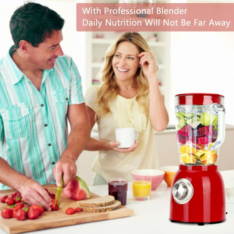 OMMO 1.5L Professional Blender for Kitchen, for Smoothies Frozen Drinks Ice  Crush, Red 