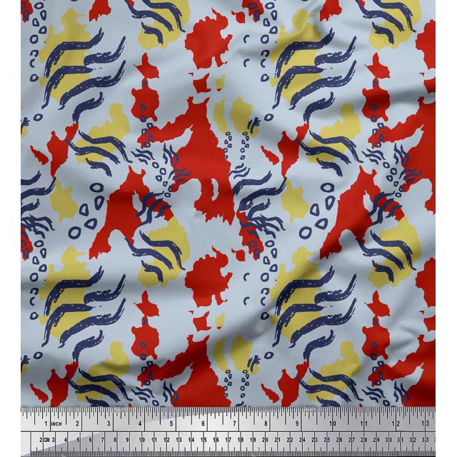 Soimoi Red Rayon Fabric Leopard & Wild Animal Skin Decor Fabric Printed BTY 56 Inch Wide