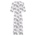 thumbnail image 4 of Maqroz One Piece Jumpsuits for Women Plus Size Floral Printed Boho Wide Leg V Neck Romper Pants Back Zipper Short Sleeve Summer Vacation Outfits with Pockets Loose Fit White M, 4 of 5