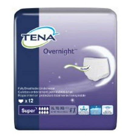 Tena Overnight Super Adult Underwear Pull On X-Large Disposable Heavy Absorbency, 72427 - Pack of 12