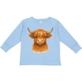 thumbnail image 3 of Inktastic Highland Cow Watercolor Illustration Boys or Girls Long Sleeve Toddler T-Shirt, 3 of 5
