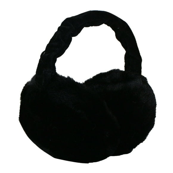Trayknick Winter Outdoor Foldable Warm Plush Solid Color Earmuffs Earcap Earlap Cover Black