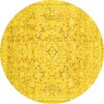 thumbnail image 1 of Ahgly Company Machine Washable Indoor Round Abstract Yellow Modern Area Rugs, 4' Round, 1 of 4