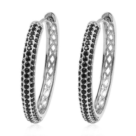 Hoops Hoop Earrings Black Cubic Zirconia CZ Gift Jewelry for Women Cttw